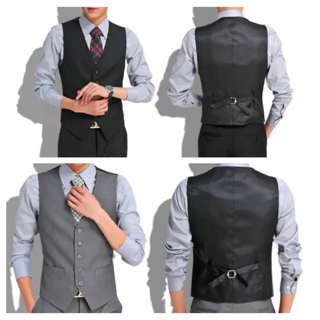 【高品質】スーツ ベスト メンズ フォーマル  L 黒 メンズのスーツ(スーツベスト)の商品写真