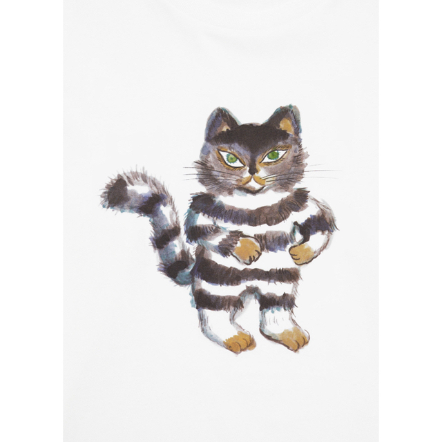 Design Tshirts Store graniph(グラニフ)のグラニフ 100万回生きたねこ カットソー ロンT コラボ 絵本 白 XS 長袖 レディースのトップス(Tシャツ(長袖/七分))の商品写真