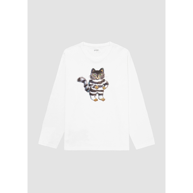 Design Tshirts Store graniph(グラニフ)のグラニフ 100万回生きたねこ カットソー ロンT コラボ 絵本 白 XS 長袖 レディースのトップス(Tシャツ(長袖/七分))の商品写真