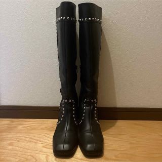 マウジー(moussy)のMOUSSY スタッズ  ロングブーツ ブラック L(ブーツ)