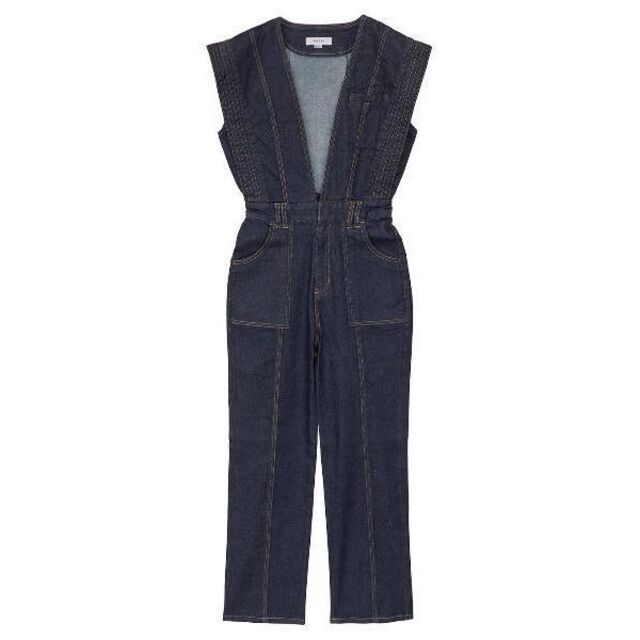 Ameri VINTAGE(アメリヴィンテージ)のAMERI V NECK DENIM JUMPSUIT 正規品 レディースのパンツ(オールインワン)の商品写真