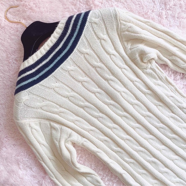 POLO RALPHLAUREN ホースロゴ S グレー ケーブルニット