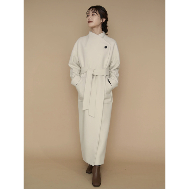 L’Or Wide Lapel Long Coat  アイボリー