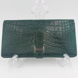 エルメス(Hermes)のHERMES エルメス ベアンスフレ アリゲーター 長財布 グリーン(財布)