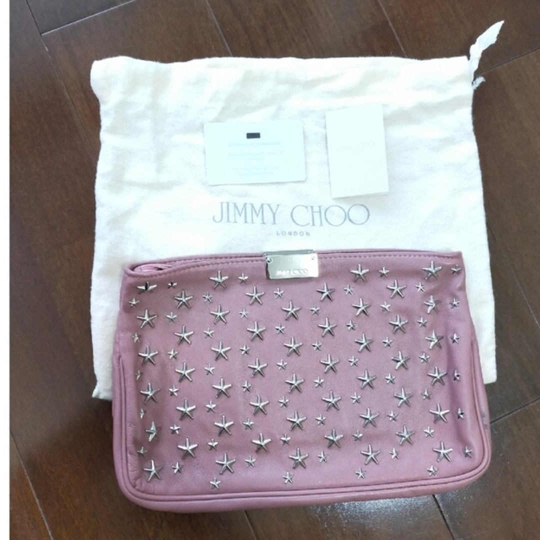 JIMMY CHOO - JIMMY CHOO クラッチバッグ ピンク シルバー スタッズの