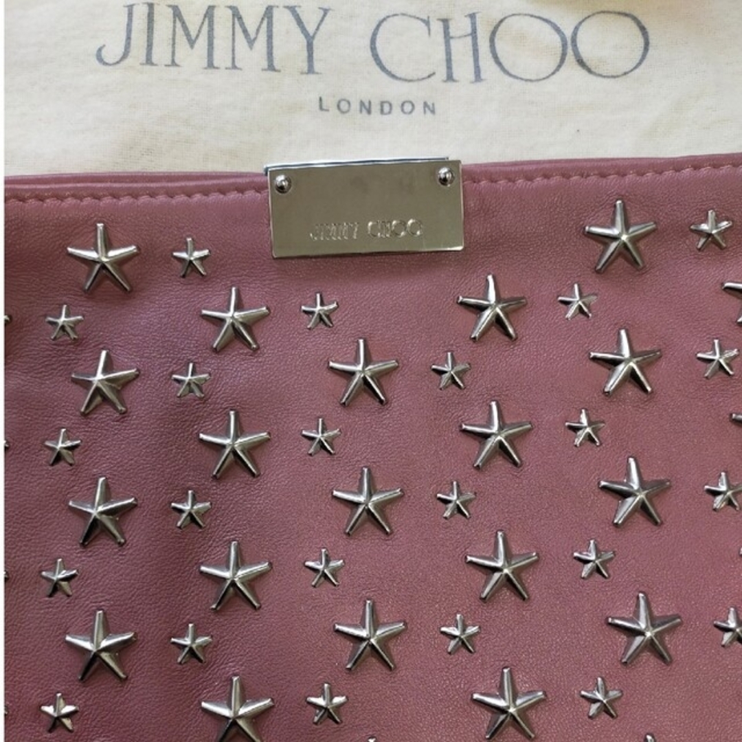 JIMMY CHOO - JIMMY CHOO クラッチバッグ ピンク シルバー スタッズの