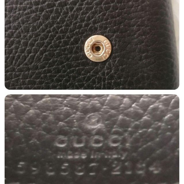 極美品 最高級 グッチ 二つ折り財布 レザー GG黒プチマーモント ネット