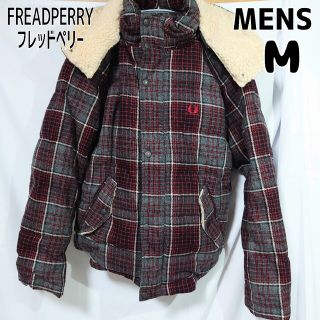 フレッドペリー(FRED PERRY)のFREDPERRY フレッドペリー チェックブルゾン メンズM 赤 グレー(ブルゾン)