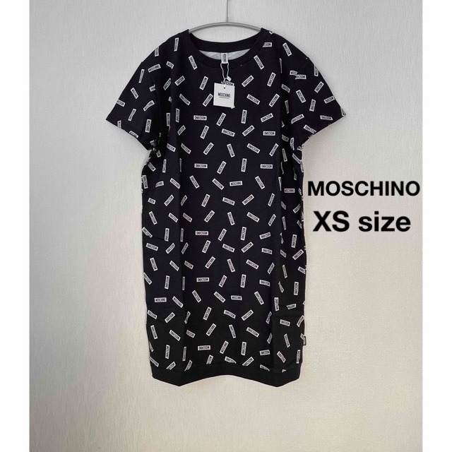 MOSCHINO(モスキーノ)の【新品】MOSCHINO モスキーノ  ロゴ 半袖 スウェットワンピース XS レディースのワンピース(ひざ丈ワンピース)の商品写真