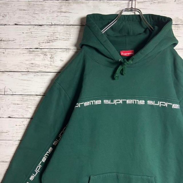 2年保証』 美品 人気希少色×XL✨supreme パーカー フーディー 刺繍ロゴ