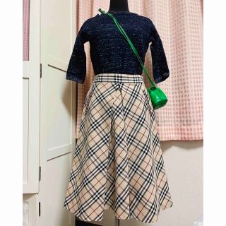 バーバリーブルーレーベル(BURBERRY BLUE LABEL)の美品　バーバリー　ブルーレーベル　バーバリーチェック　Aラインスカート　36(ひざ丈スカート)