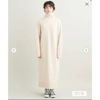 web限定！キャメルミックス タートルネックニットワンピース