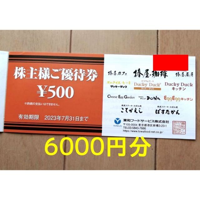 東和フードサービス株主優待　6000円分 〜1/31