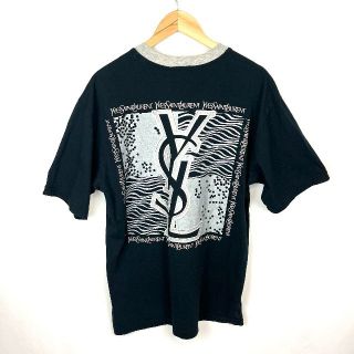 イヴサンローラン(Yves Saint Laurent)の激レア　美品　YVES SAINT LAURENT 両面　YSLロゴ　Tシャツ(Tシャツ/カットソー(半袖/袖なし))