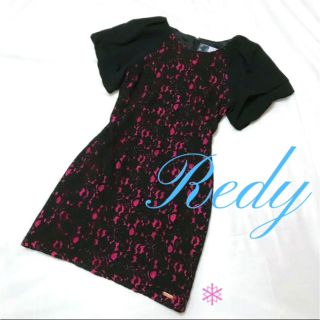 レディー(Rady)のRedy レディ ワンピース M レース 黒 ピンク シフォン 花柄 ドレス(ミニワンピース)