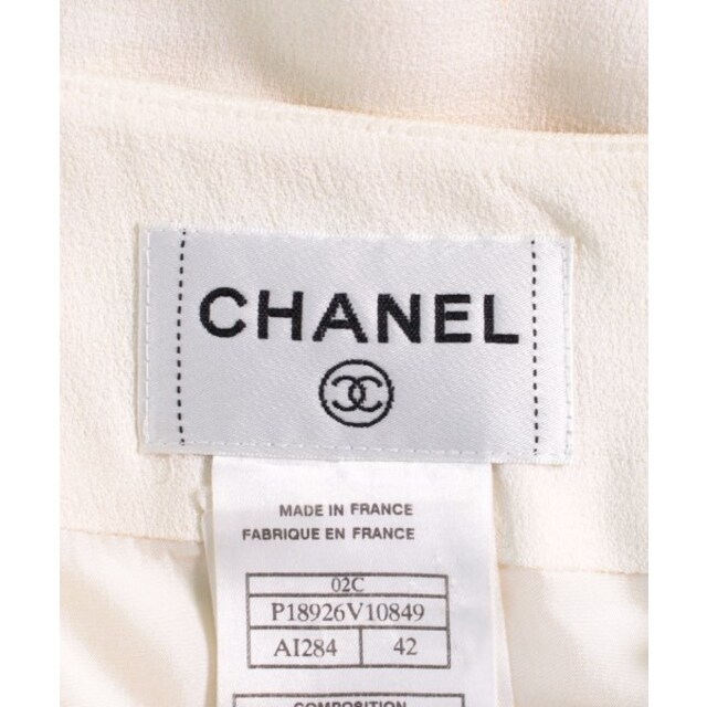 CHANEL(シャネル)のCHANEL シャネル ひざ丈スカート 42(M位) 白 【古着】【中古】 レディースのスカート(ひざ丈スカート)の商品写真