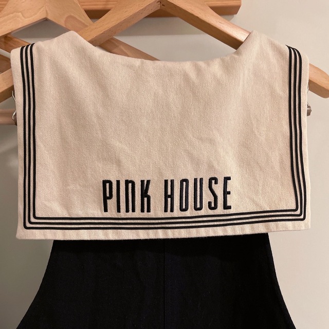 PINK HOUSE(ピンクハウス)のセーラーカラーデニムジャンパースカート ブラック レディースのワンピース(ロングワンピース/マキシワンピース)の商品写真