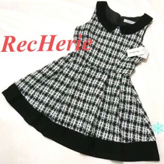 【新品 未使用】タグ付き Recherie ツイード ワンピース 襟付き(ミニワンピース)