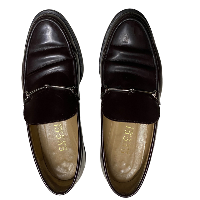 Gucci(グッチ)のGUCCI グッチ ホースビットローファー ガラスレザー ブラウン レディースの靴/シューズ(ローファー/革靴)の商品写真