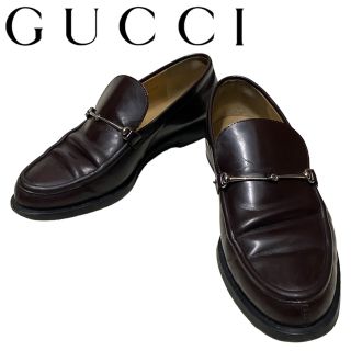 グッチ(Gucci)のGUCCI グッチ ホースビットローファー ガラスレザー ブラウン(ローファー/革靴)