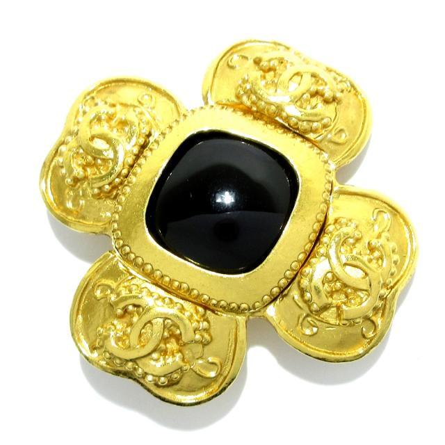 ランキングや新製品 CHANEL - ゴールド×黒 グリポア ブローチ シャネル
