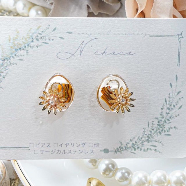 すずらん no.970 ハンドメイド レジン ピアス イヤリング - 通販
