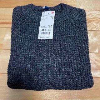 ユニクロ(UNIQLO)のUNIQLO ワッフルクルーネックセーター　140(ニット)