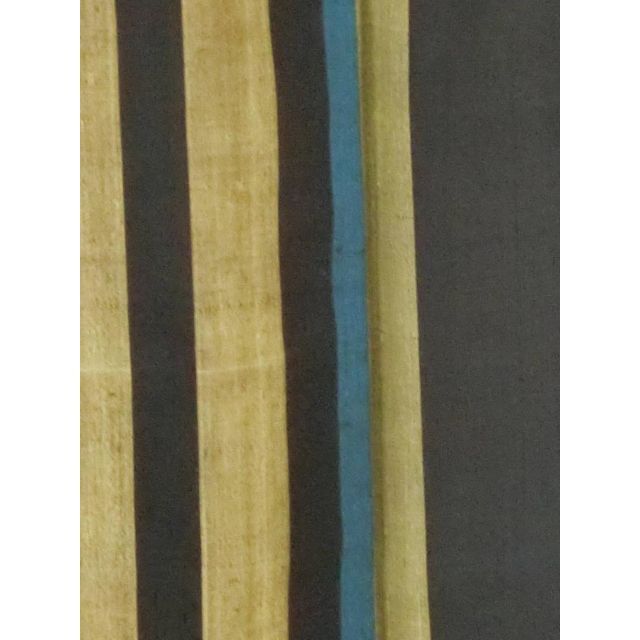 Ｓアンティークお仕立て上がり正絹紬　黒、金茶色、青色地に縞模様 レディースの水着/浴衣(着物)の商品写真