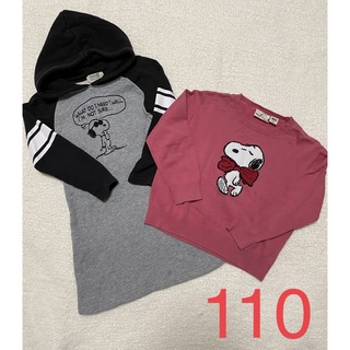 ピーナッツ(PEANUTS)のSNOOPY PEANUTS ワンピース ニット 110 セットUNIQLO 冬(ワンピース)