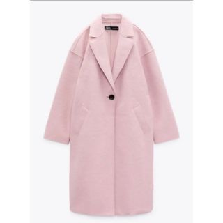 ザラ(ZARA)のZARA ザラ　テクスチャー入り生地コート　ピンク　XS(ロングコート)