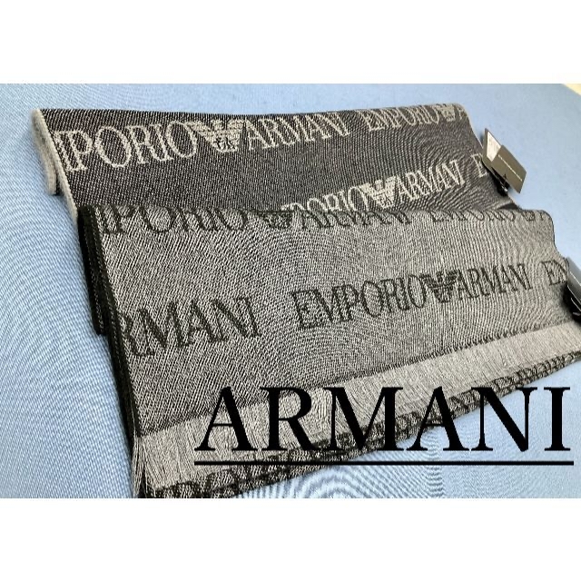 Emporio Armani(エンポリオアルマーニ)のエンポリオ アルマーニ　マフラー05　ブルーグレー　専用ケース無し　新品 タグ付 メンズのファッション小物(マフラー)の商品写真