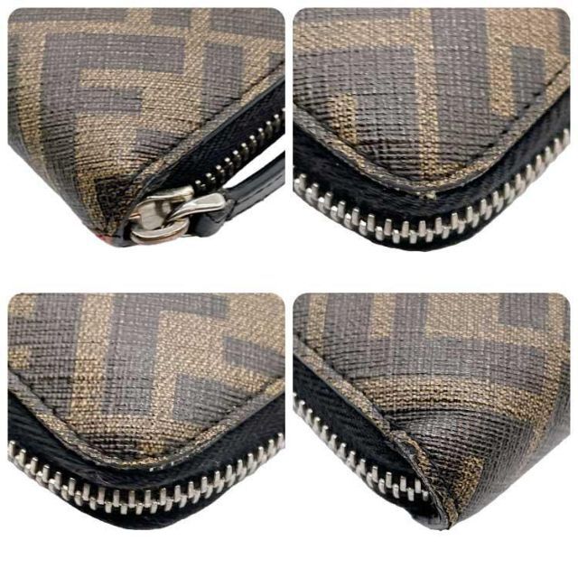 美品 フェンディ ズッカ 7M0210 ラウンドファスナー 長財布 ロゴ