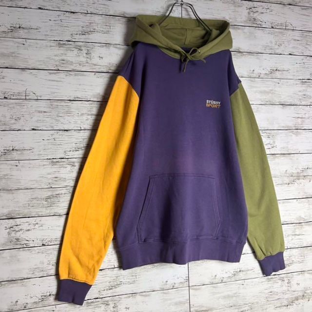 STUSSY - 【希少デザイン】 STUSSY 袖切り替え マルチカラー 即完売