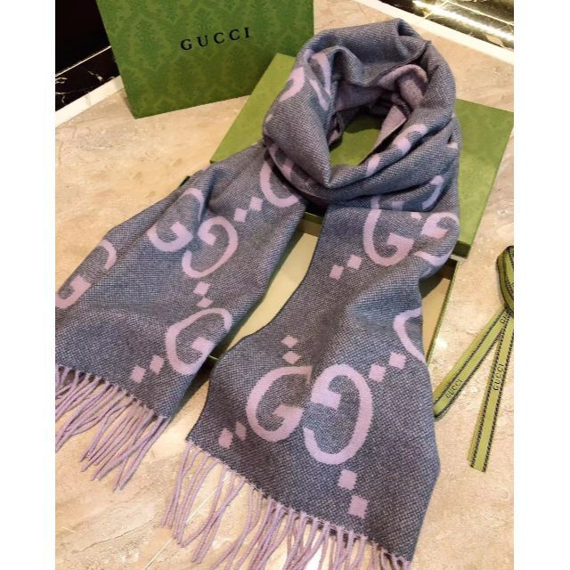 GUCCI ジャガード マフラー スカーフ 極美品-