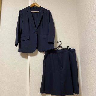 シルク混 ♡組曲 セットアップスーツ テーラードジャケット スカート ブラック