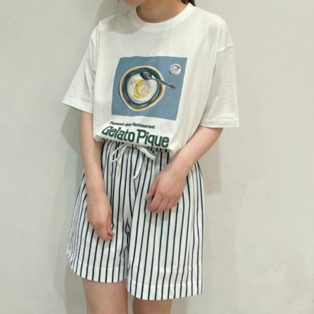 ジェラートピケ♡Tシャツ&ストライプシャツ&ショートパンツ 上下3点セット