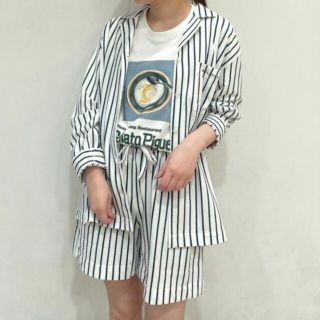 ジェラートピケ(gelato pique)のジェラートピケ♡Tシャツ&ストライプシャツ&ショートパンツ 上下3点セット(ルームウェア)