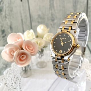 電池交換済】GUCCI グッチ 腕時計 9000L 11P ダイヤ コンビ-