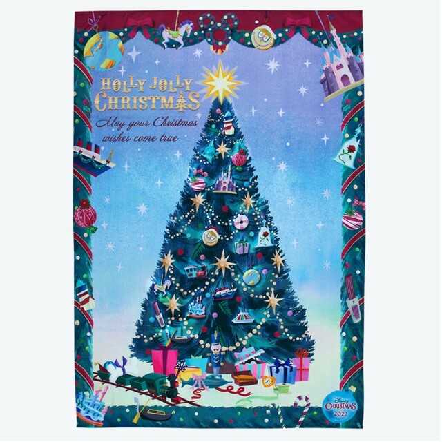 Disney(ディズニー)のディズニー クリスマス タペストリー クリスマスツリー カーテン エンタメ/ホビーの美術品/アンティーク(絵画/タペストリー)の商品写真
