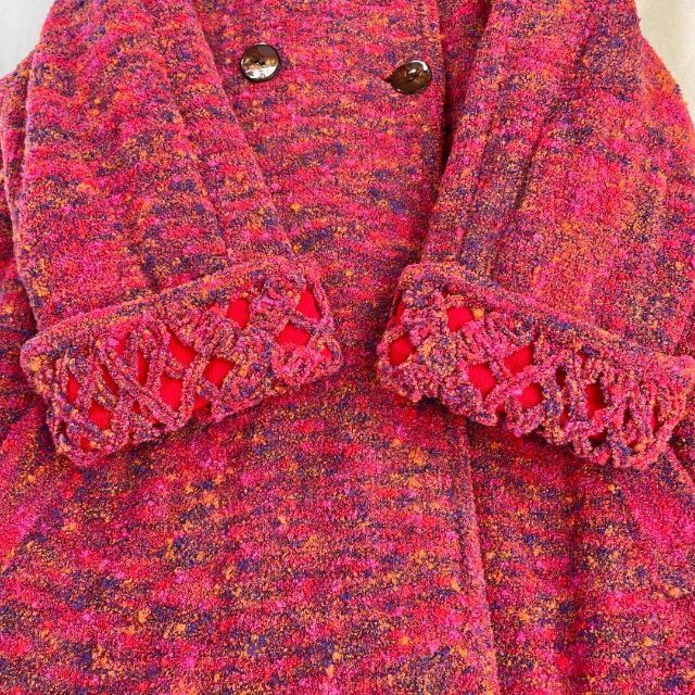 30%OFF SALE セール カシミヤ ウール ロングコート ダブルニット 総柄
