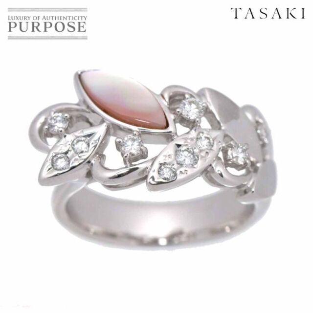 タサキ TASAKI 11.5号 リング シェル ダイヤ 0.23ct K18 WG ホワイト