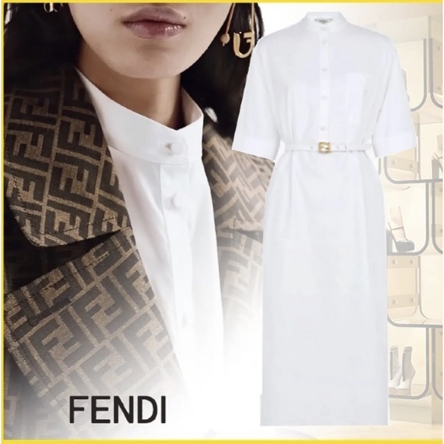 即日発送 FENDI - FENDI/フェンディ ホワイトポプリン ドレス ロング