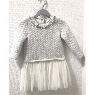 プチバトー(PETIT BATEAU)のチュールワンピース　ライトグレー(ワンピース)