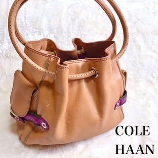 コールハーン(Cole Haan)の希少モデル コールハーン 巾着 ショルダーバッグ オレンジ レザー ハンドバッグ(ハンドバッグ)