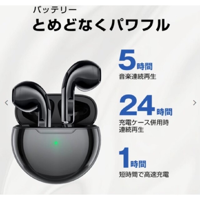 【数量限定・AirPro6 ホワイト】Bluetoothワイヤレスイヤホン スマホ/家電/カメラのスマホアクセサリー(保護フィルム)の商品写真