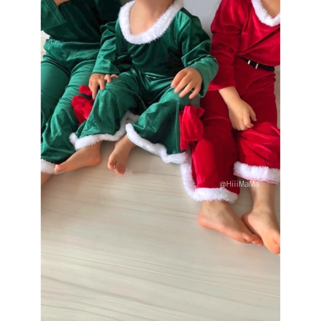 子ども クリスマス フレア セットアップ キッズ サンタさん コスプレ ふわふわ キッズ/ベビー/マタニティのキッズ服女の子用(90cm~)(ドレス/フォーマル)の商品写真