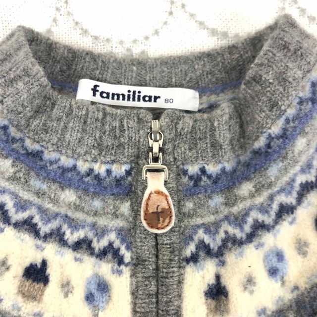 familiar(ファミリア)のfamiliar セーター　ジップ　ニット　80 キッズ/ベビー/マタニティのベビー服(~85cm)(ニット/セーター)の商品写真