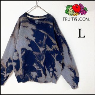 フルーツオブザルーム(FRUIT OF THE LOOM)のメンズタイダイ柄ブリーチスウェットL USA古着　裏起毛　ストリート系　柄物(スウェット)