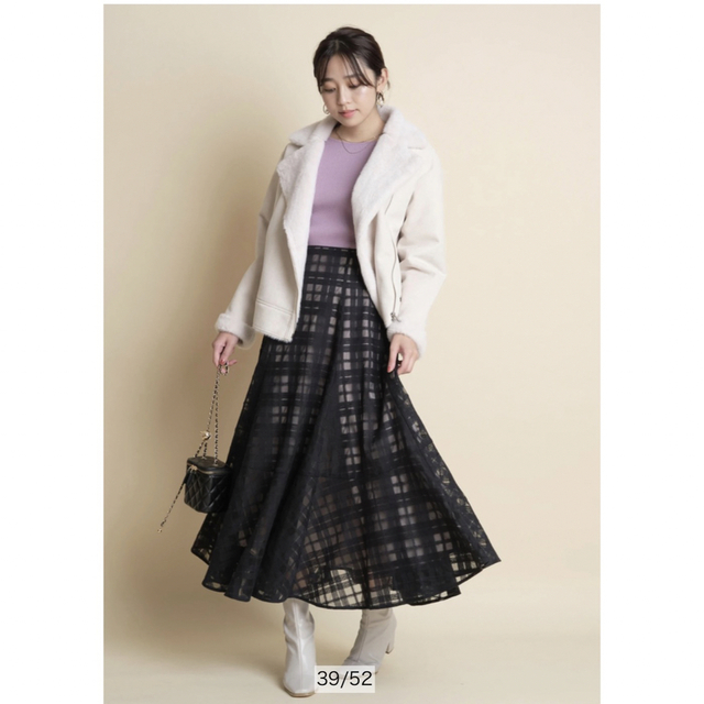 JUSGLITTY チェック刺しゅうスカート ジャスグリッティー