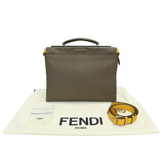 FENDI フェンディ　
セレリア ピーカブー フィット　 　
ダークグレー レザー ハンドバッグ　  
ショルダーバッグ レディース メンズ　　
【正規品】【美品】　
【買蔵】